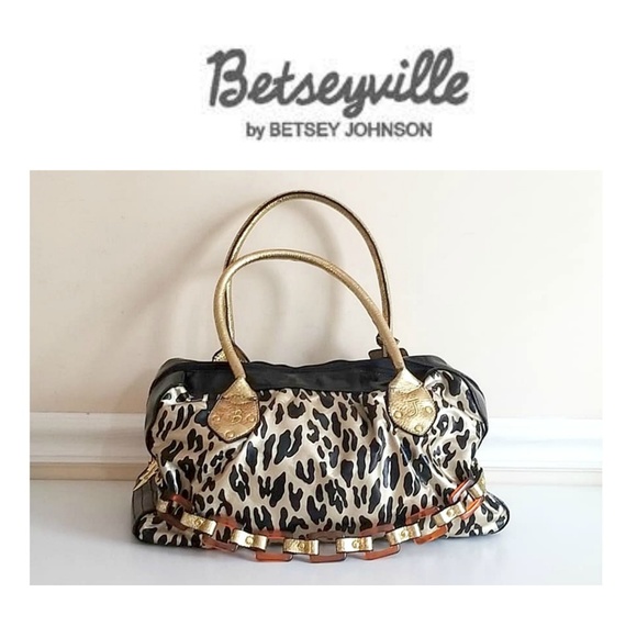 Betsey Johnson Handbags - BETSEYVILLE METALLIC GOLD LEOPARD BAG